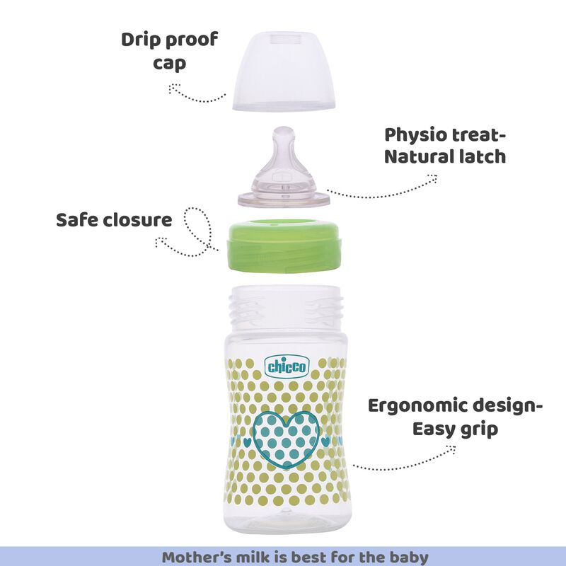 WellBeing Bi-Pack Feeding Bottle (150ml, Slow) (Pink Green) image number null